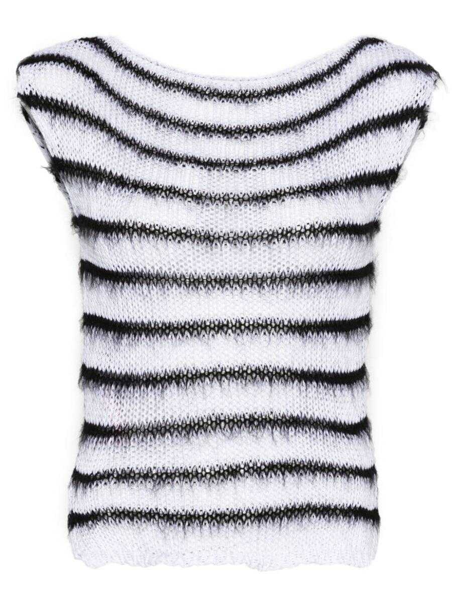 Marni MARNI open-knit striped top LILY WHITE