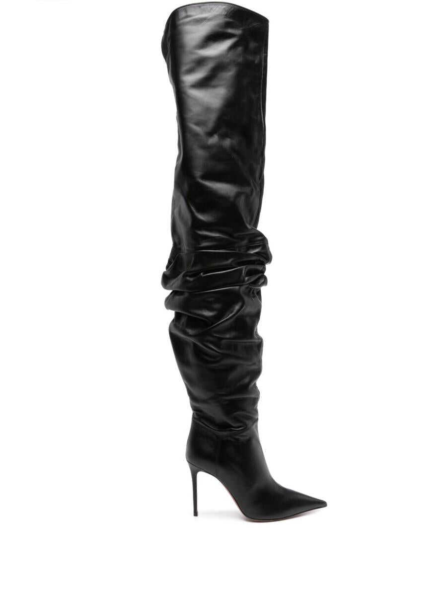 AMINA MUADDI AMINA MUADDI Thigh high leather heel boots BLACK