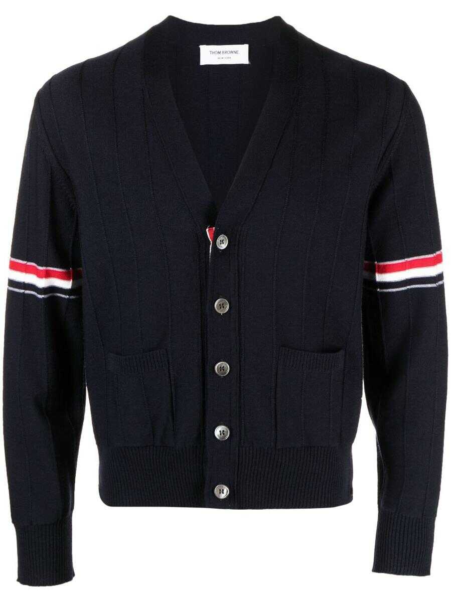 Thom Browne THOM BROWNE Rwb wool cardigan BLUE