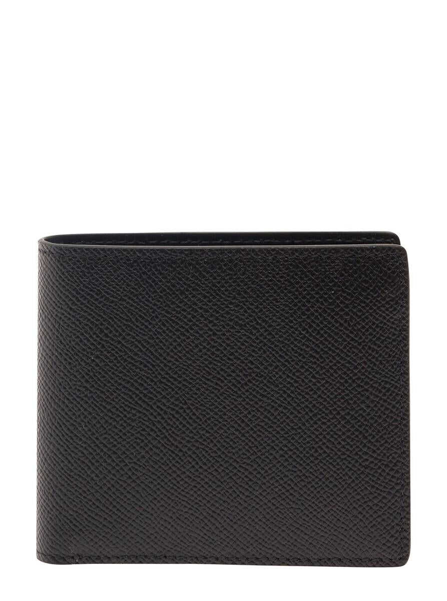 Maison Margiela Black Wallet with Contrasting Stitching at the Front in Leather Woman BLACK