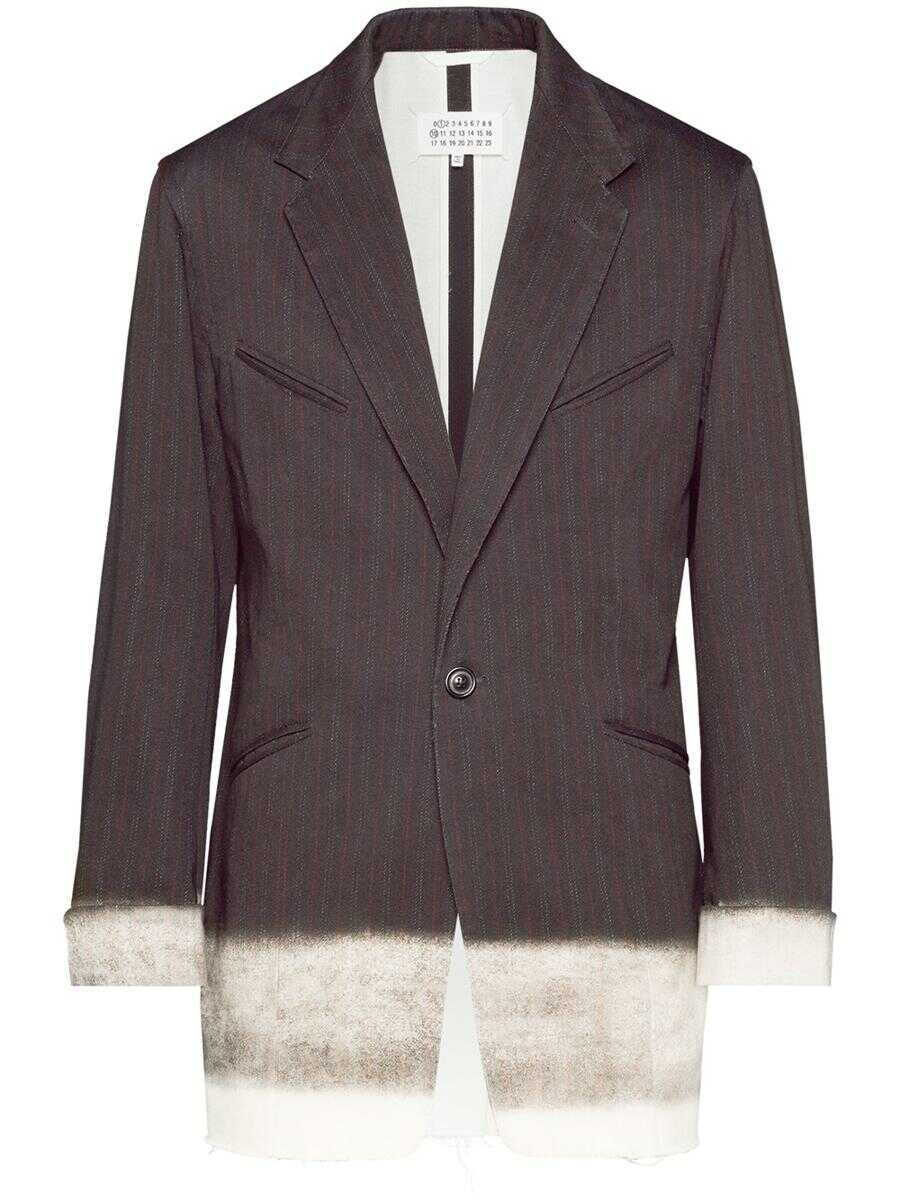 Maison Margiela MAISON MARGIELA PENDLETON PINSTRIPE BLAZER GREY