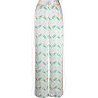 Pantaloni casual Casablanca Printed Silk Straight Leg Trousers Femei