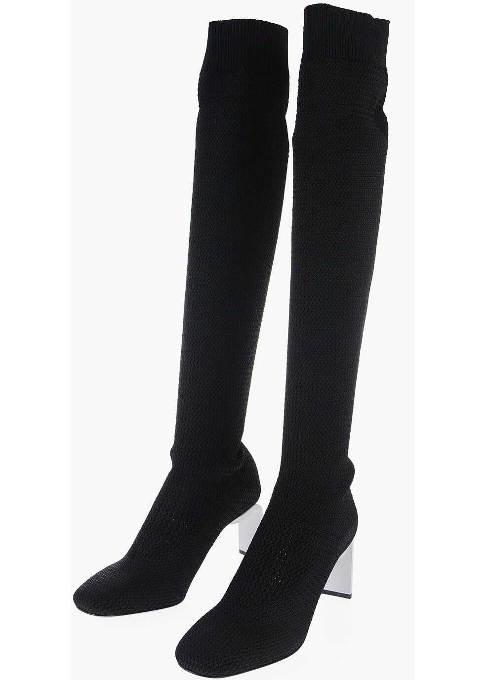 Jil Sander Crochet Knee-Hight Boots Heel 7 Cm Black