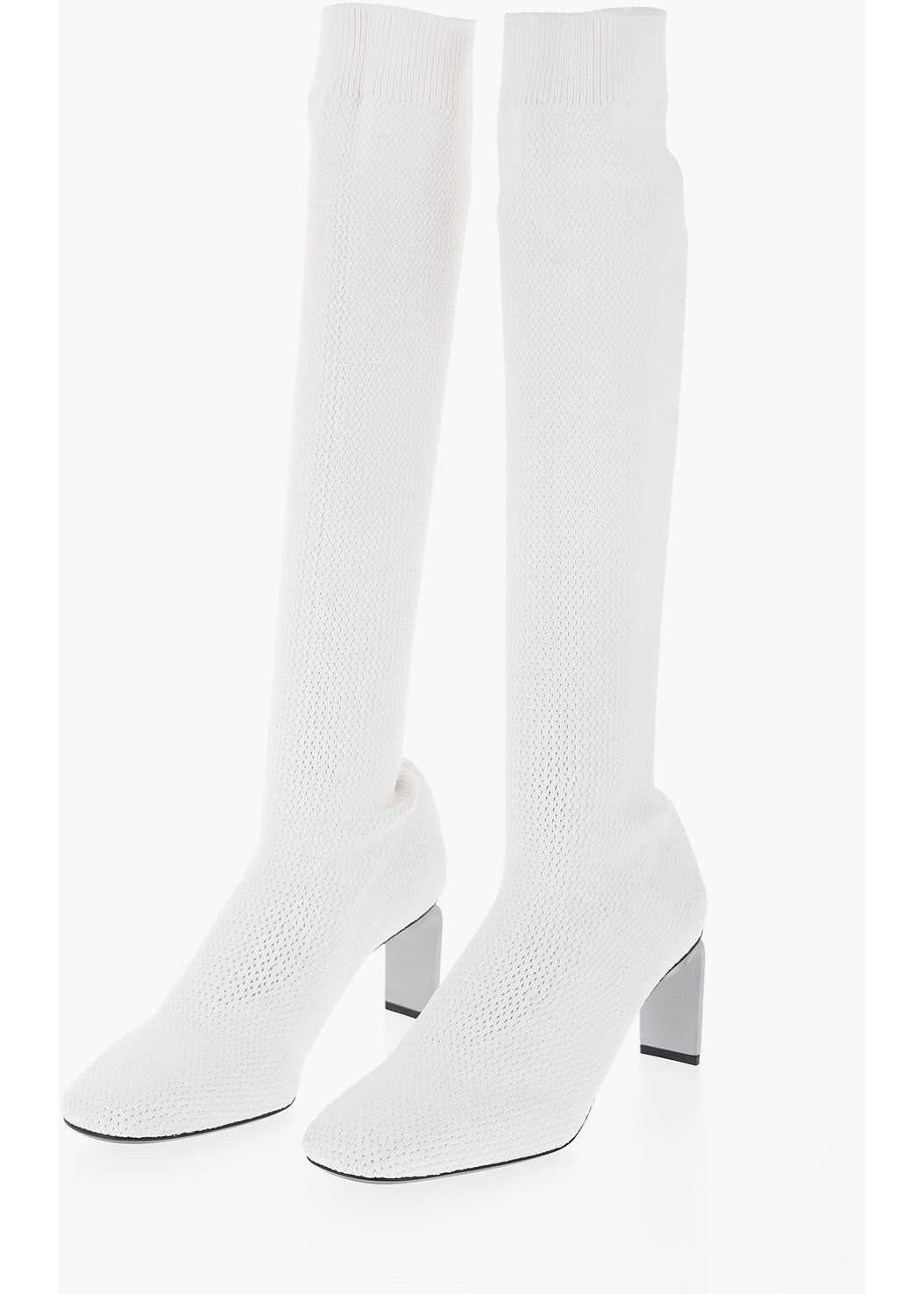 Jil Sander Crochet Knee-Hight Boots Heel 7 Cm White