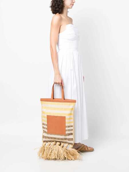 Genti de mana Jil Sander Raffia Sunflower Tote Bag With Leather Details Yellow Barbati (BM 12653243) 2