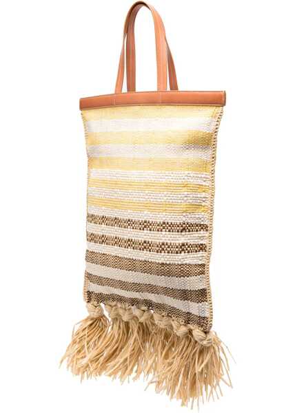 Genti de mana Jil Sander Raffia Sunflower Tote Bag With Leather Details Yellow Barbati (BM 12653243) 3