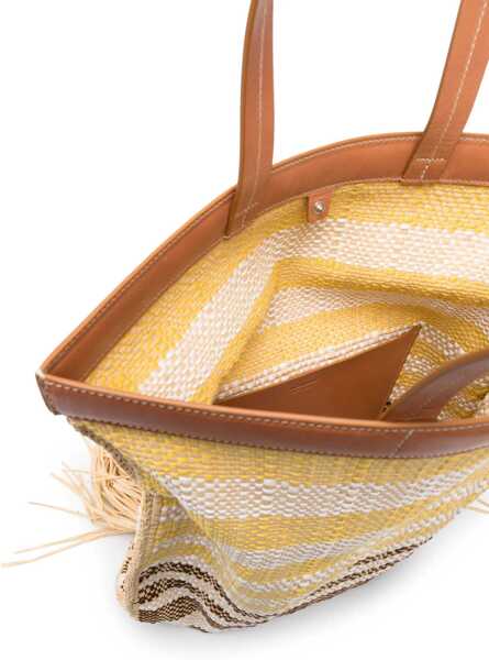 Genti de mana Jil Sander Raffia Sunflower Tote Bag With Leather Details Yellow Barbati (BM 12653243) 5