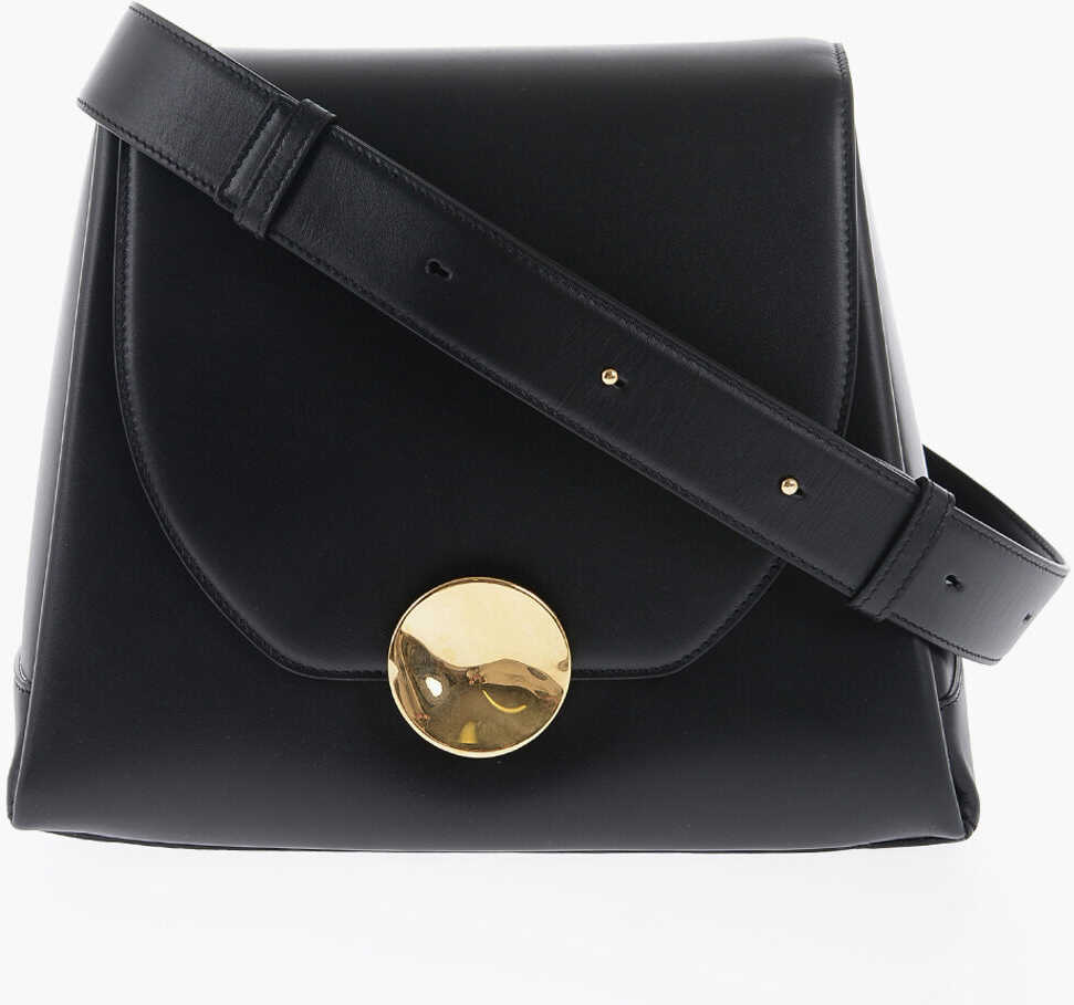 Jil Sander Leather Victor Shoulder Bag Black