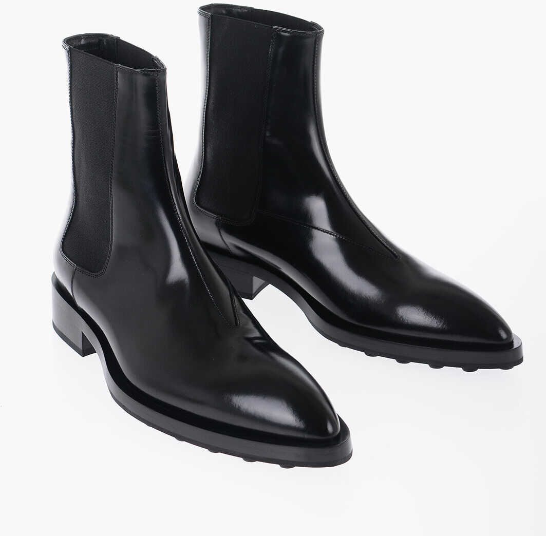 Jil Sander Pointed Leather Chelsea Boots Black