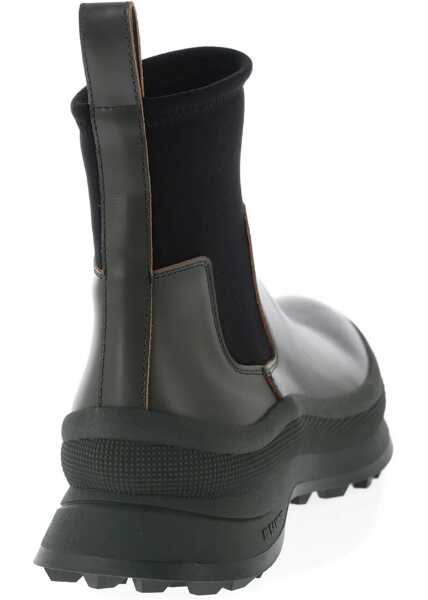 Ghete Jil Sander Leather Low Boots With Neoprene Insert Green Barbati (BM 12653417) 2