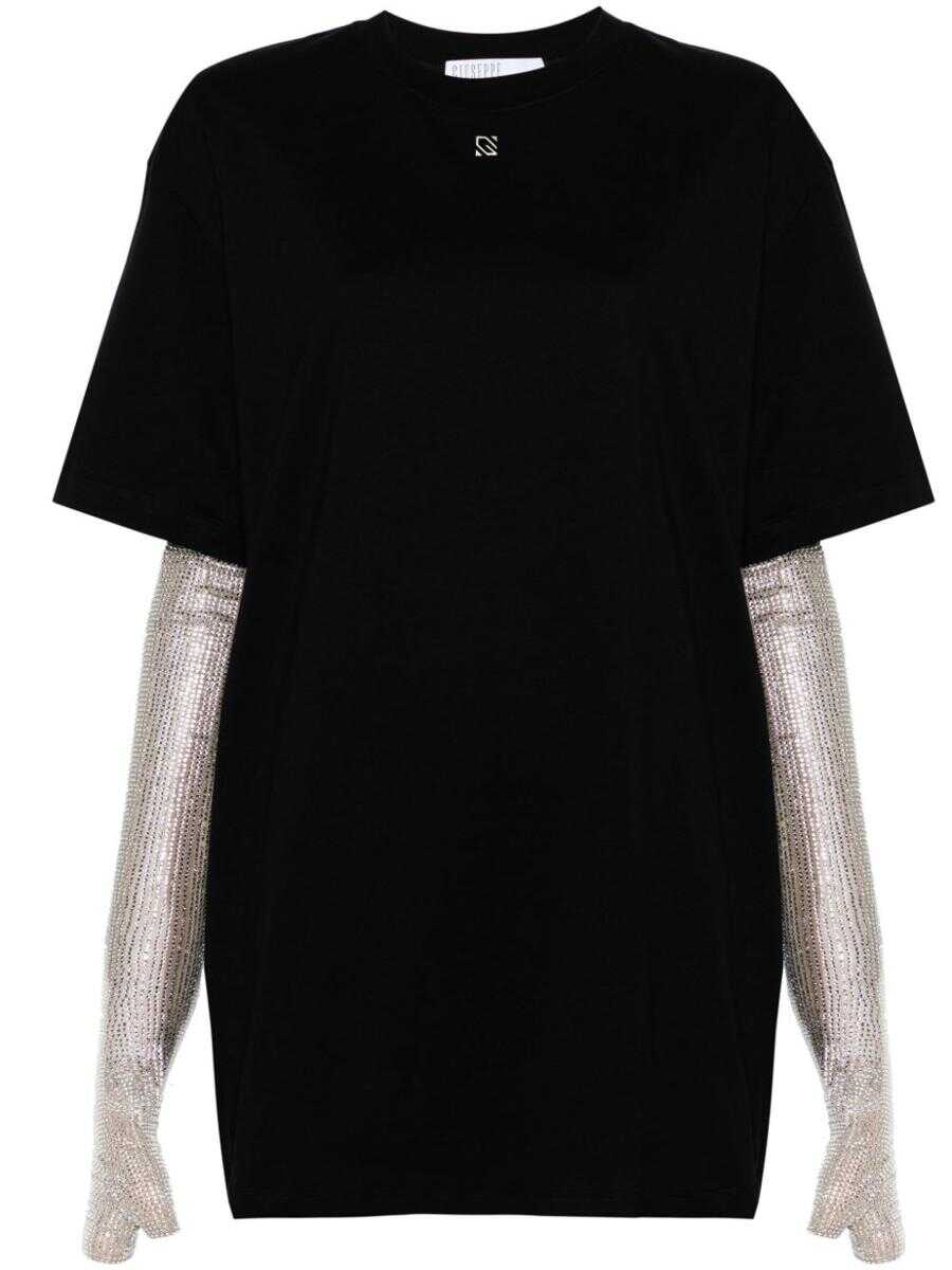 GIUSEPPE DI MORABITO GIUSEPPE DI MORABITO T-SHIRT STYLE DRESS WITH FINGERLESS GLOVES BLACK