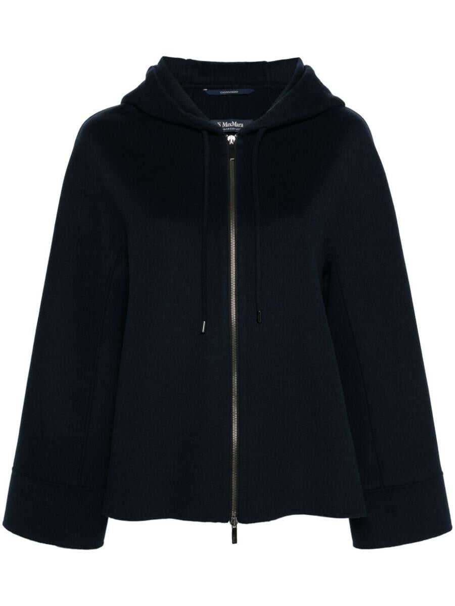 Max Mara \'S MAX MARA Wool zipped hooded jacket BLUE