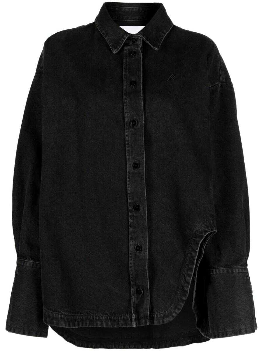 THE ATTICO THE ATTICO DIANA DENIM SHIRT WITH EMBROIDERY BLACK