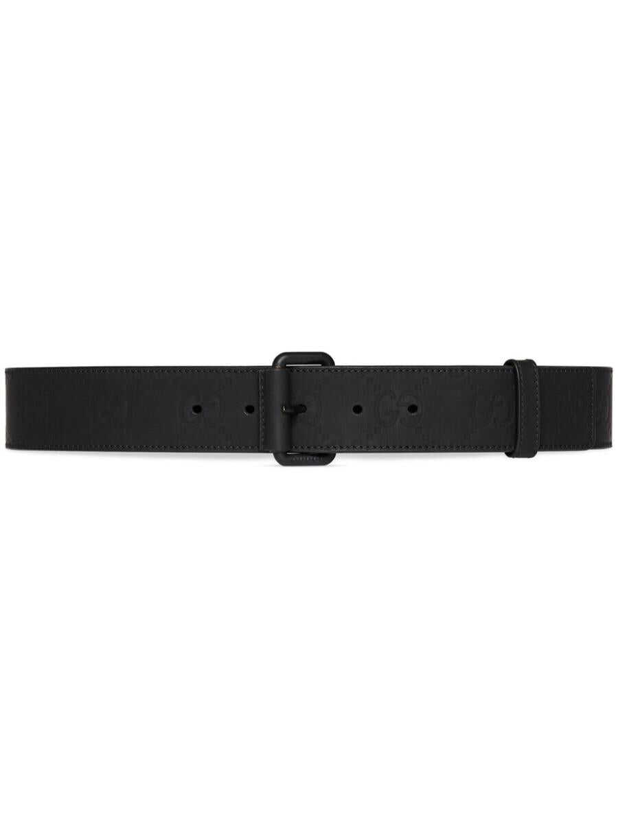 Gucci GUCCI Rubber effect leather belt BLACK