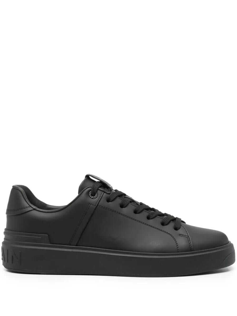 Balmain BALMAIN LEATHER SNEAKERS WITH PANELS BLACK