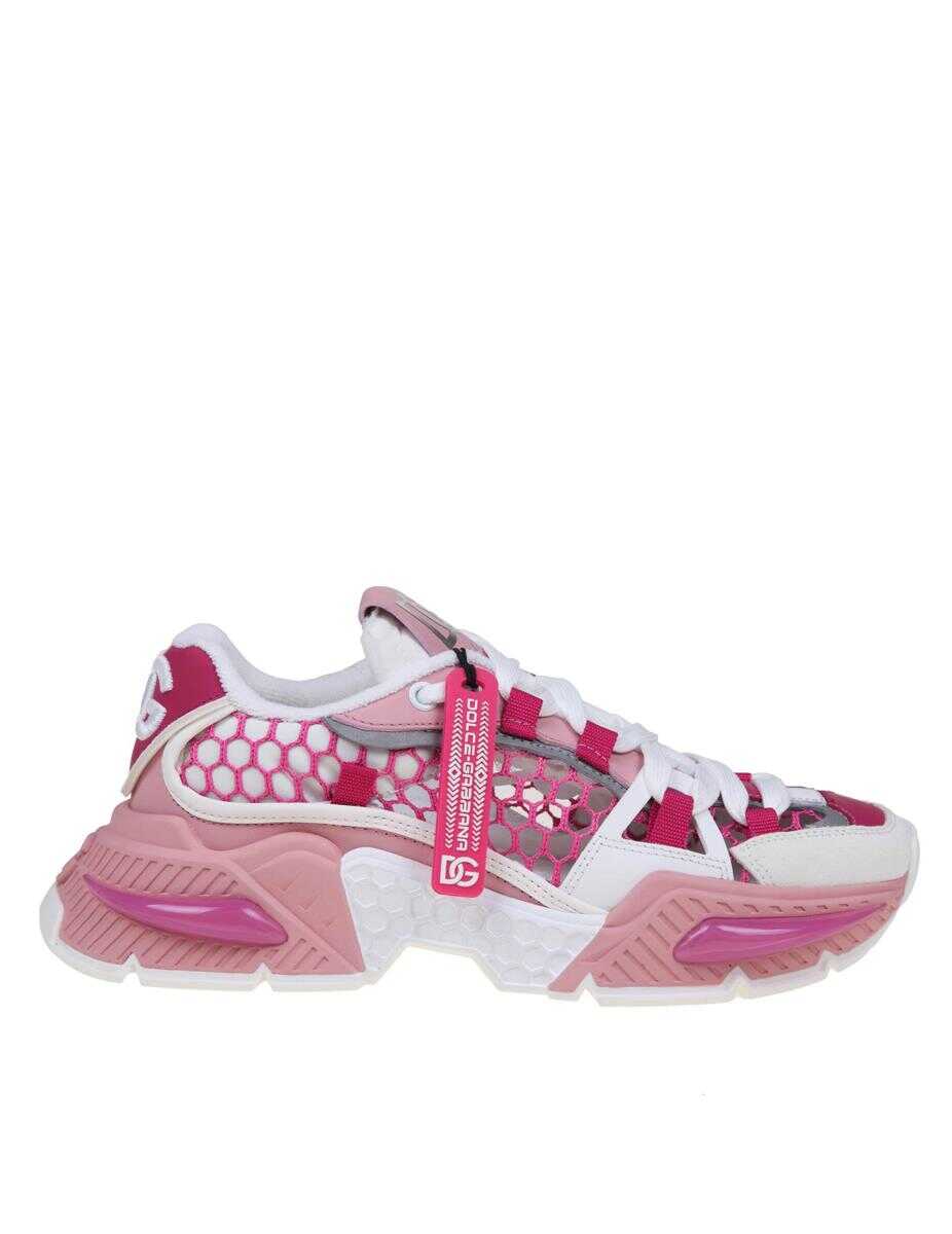 Dolce & Gabbana DOLCE & GABBANA SNEAKERS IN A MIX OF MATERIALS WHITE/PINK