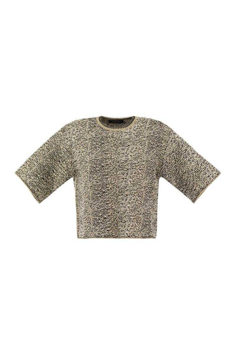 Fabiana Filippi FABIANA FILIPPI Stitch tweed T-shirt BLACK/GOLD