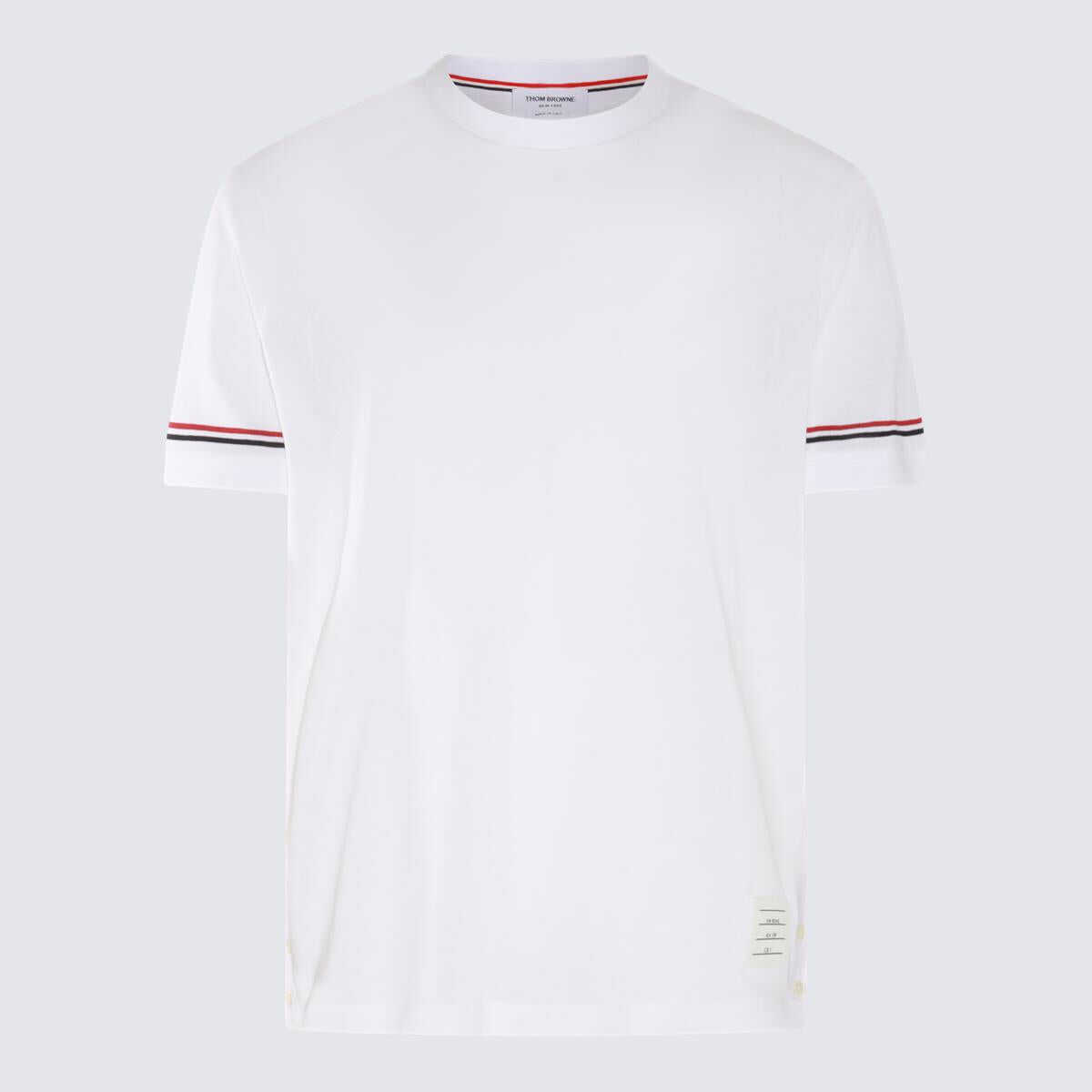 Thom Browne THOM BROWNE WHITE, RED AND BLUE COTTON T-SHIRT WHITE