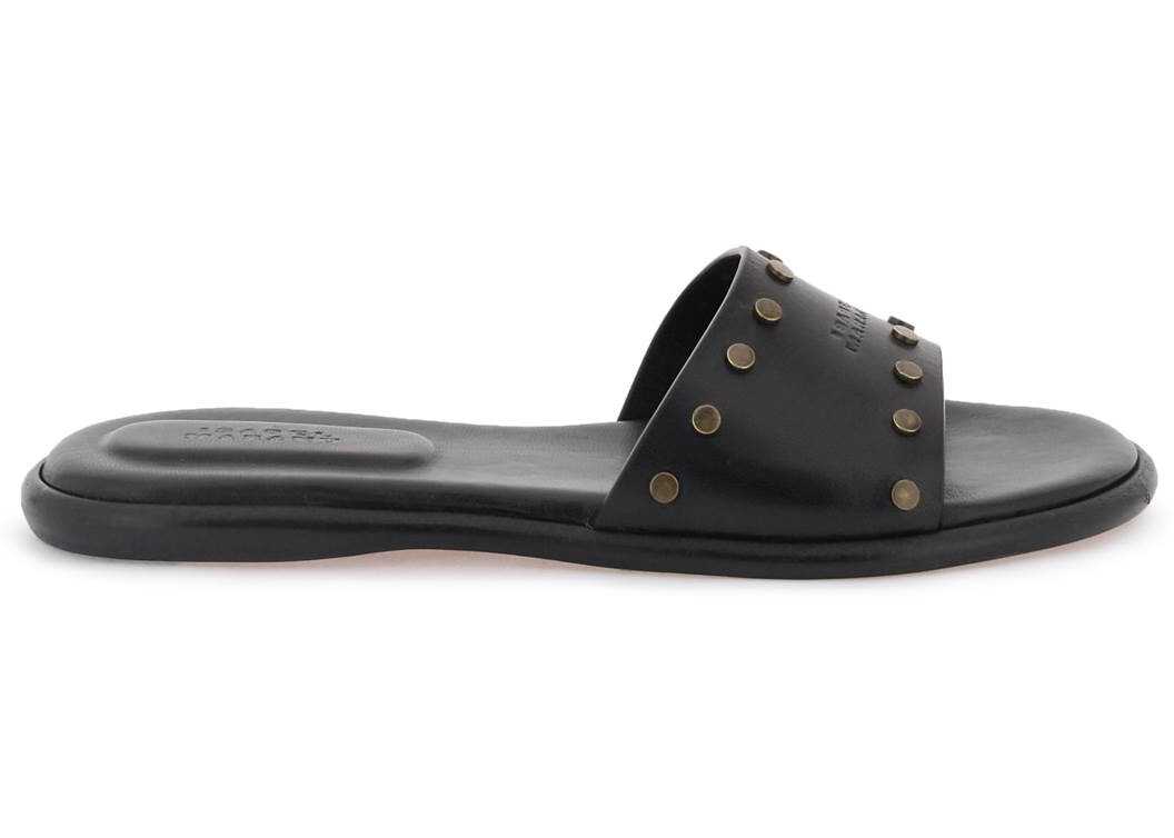 Isabel Marant Leather Vikee Slides BLACK