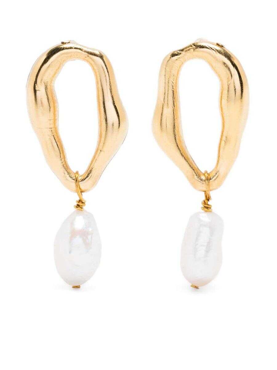 forte_forte FORTE_FORTE STRASS SCULPTURE EARRINGS WITH PEARL 18K GOLD PLATED ACCESSORIES WHITE