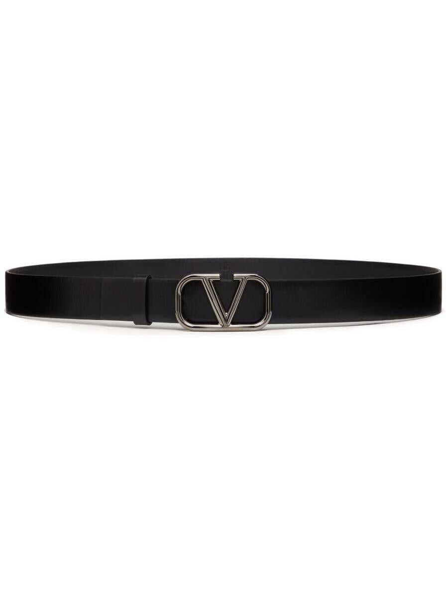 Valentino Garavani VALENTINO GARAVANI VLogo Signature leather belt BLACK