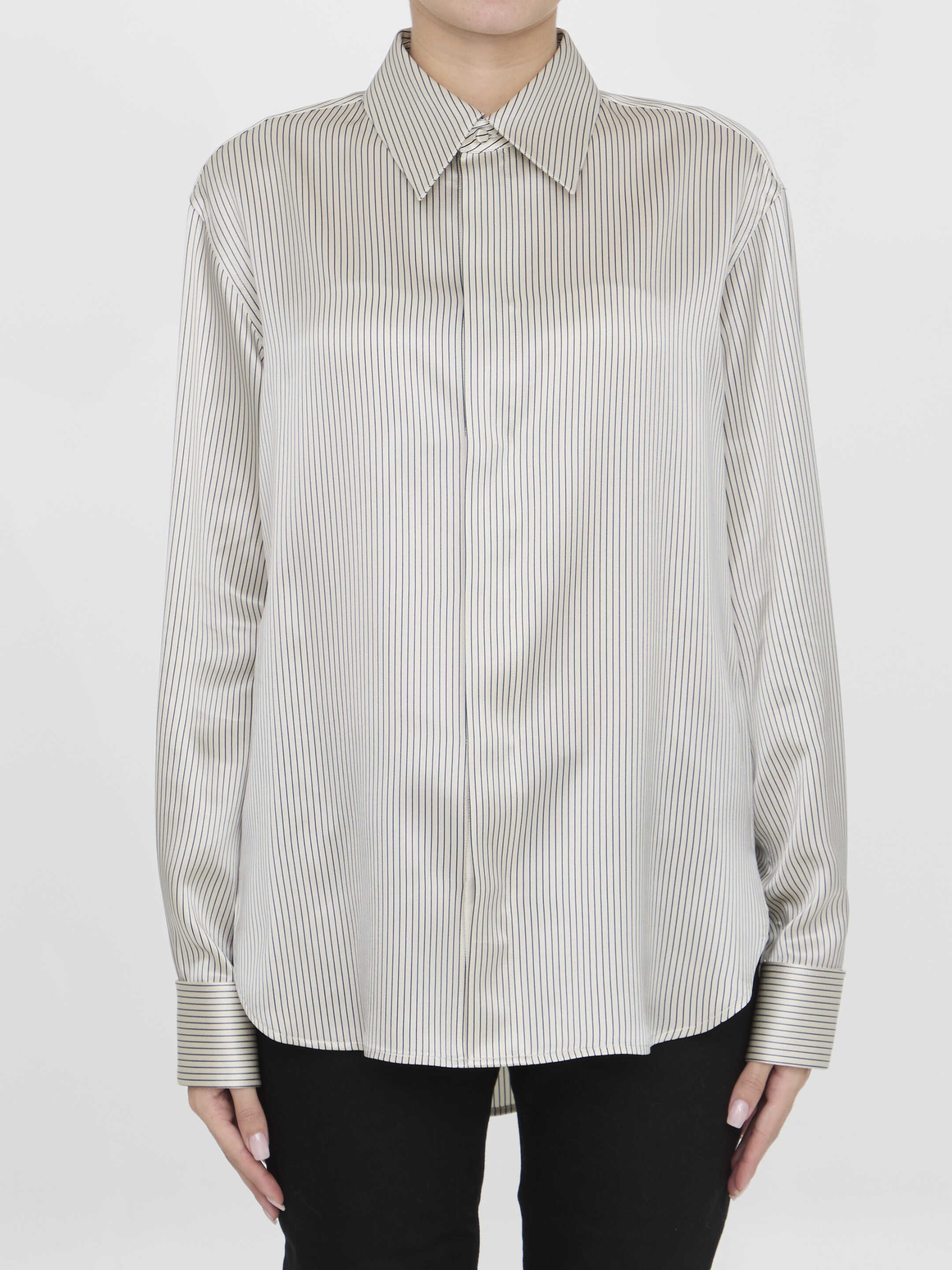 Saint Laurent Silk Satin Shirt WHITE