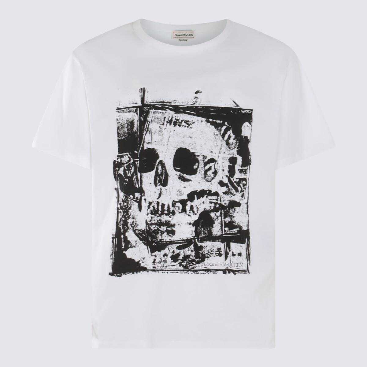 Alexander McQueen ALEXANDER MCQUEEN WHITE AND BLACK COTTON T-SHIRT WHITE