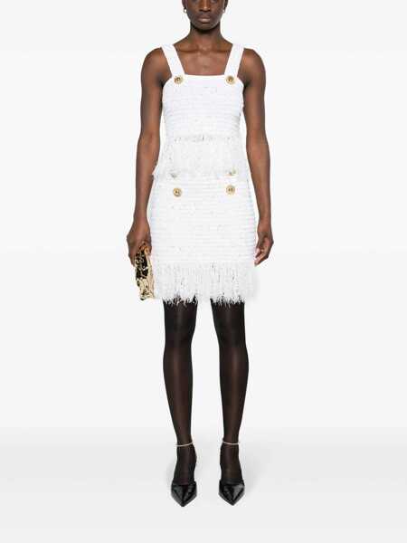 Fuste Balmain Balmain Fringed Tweed Skirt WHITE Femei (BM 12671927) 2