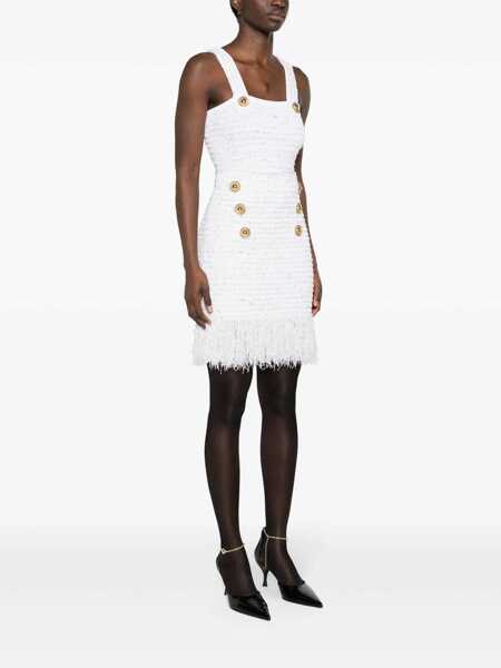 Fuste Balmain Balmain Fringed Tweed Skirt WHITE Femei (BM 12671927) 3