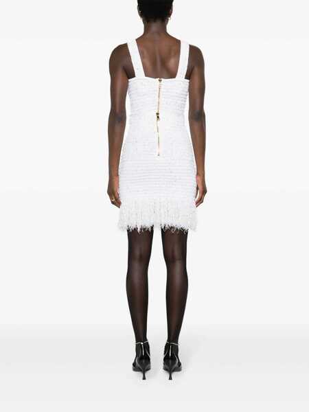 Fuste Balmain Balmain Fringed Tweed Skirt WHITE Femei (BM 12671927) 4