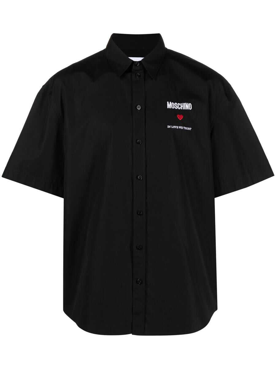 Moschino MOSCHINO SHIRT WITH EMBROIDERED SLOGAN BLACK