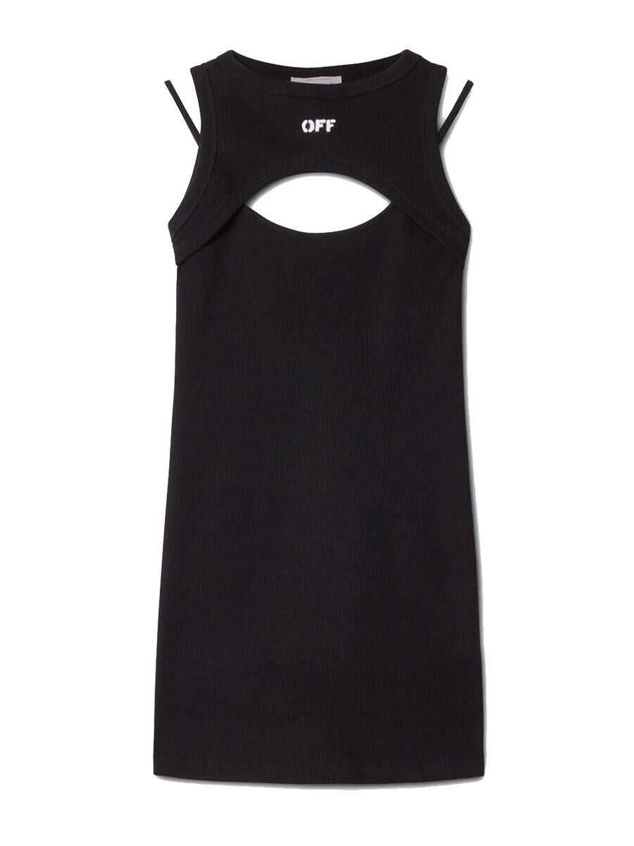 Off-White OFF-WHITE OFF STAMP RIB ROUND MINI DRES BLACK WHIT CLOTHING BLACK