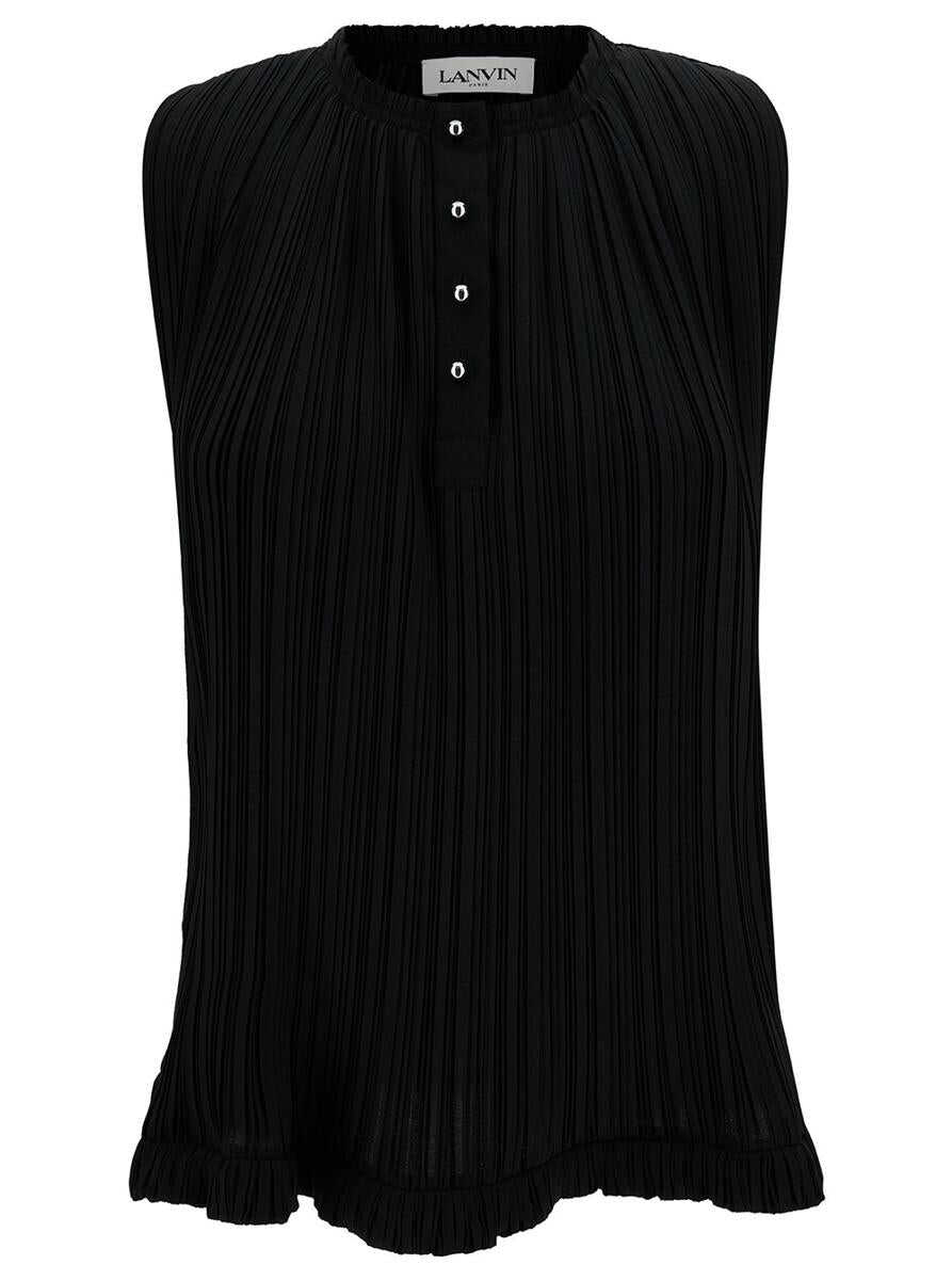 Lanvin Black Sleeveless Pleated Blouse in Crêpe de Chine Woman BLACK