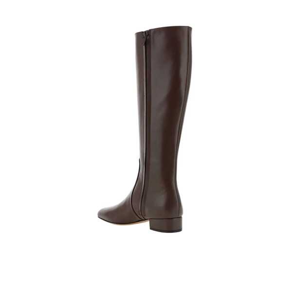 Bocanci Valentino Garavani Valentino Garavani Leather Logo Boots Brown Femei (BM 12675284) 3