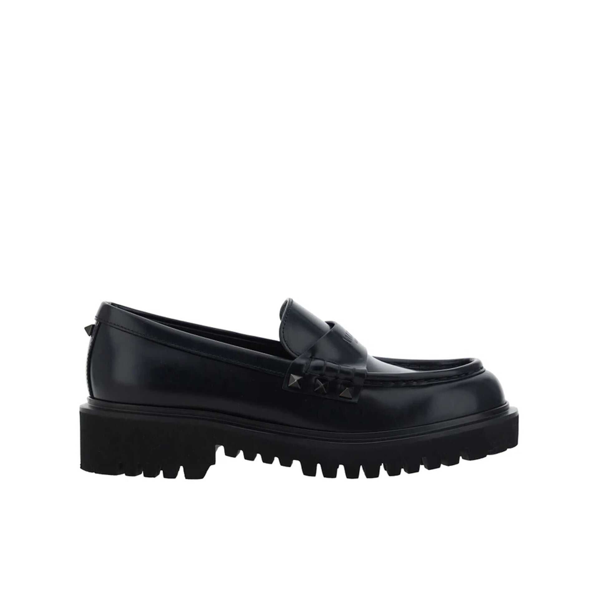 Valentino Garavani Valentino Garavani Leather Rockstud Loafers Black