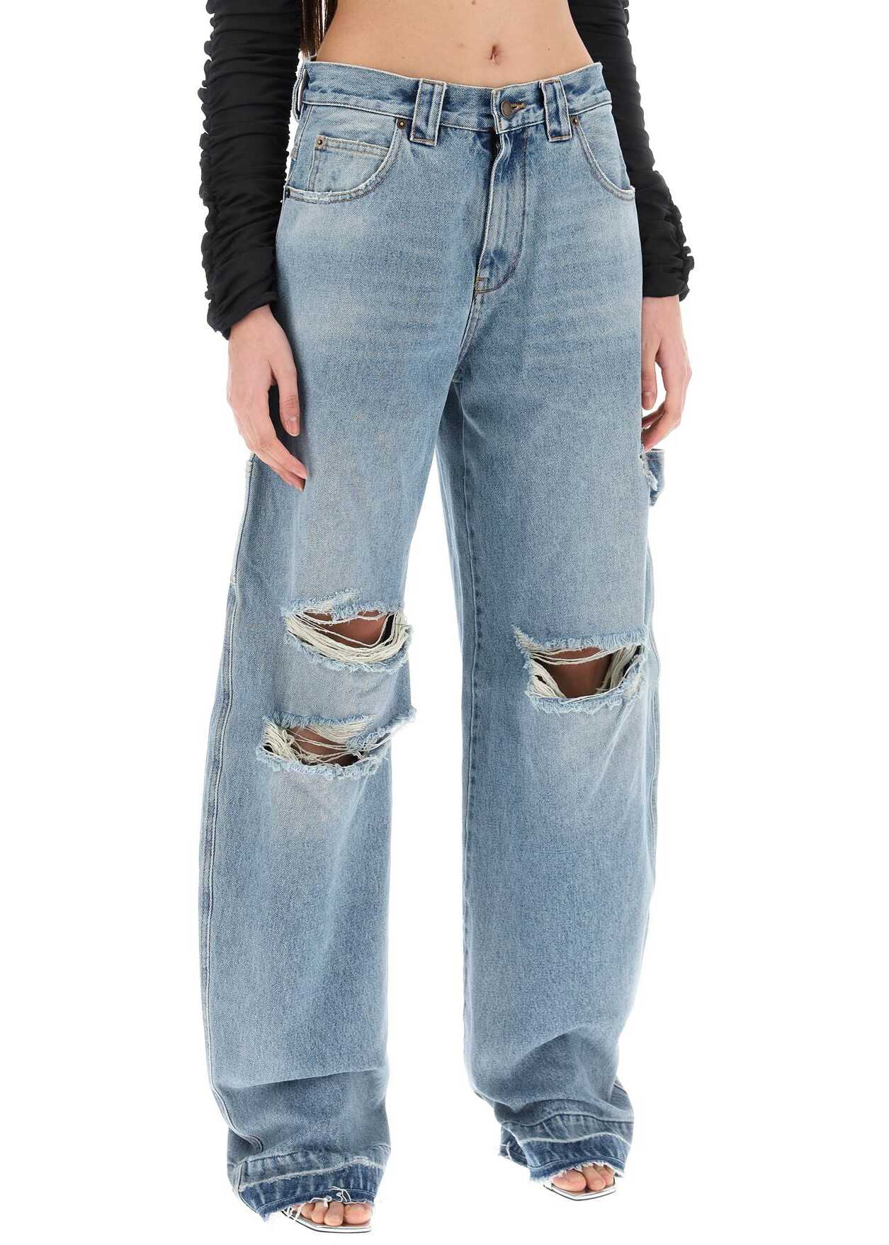 DARKPARK Audrey Cargo Jeans With Rips USED LIGHT WASH RIPPED