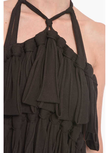 Rochii scurte Bottega Veneta Halter Neck Loops Silk Blend Dress Brown Femei (BM 12675638) 3