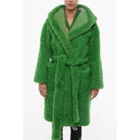 Paltoane Lamb Fur Wrap Coat With Hood Femei