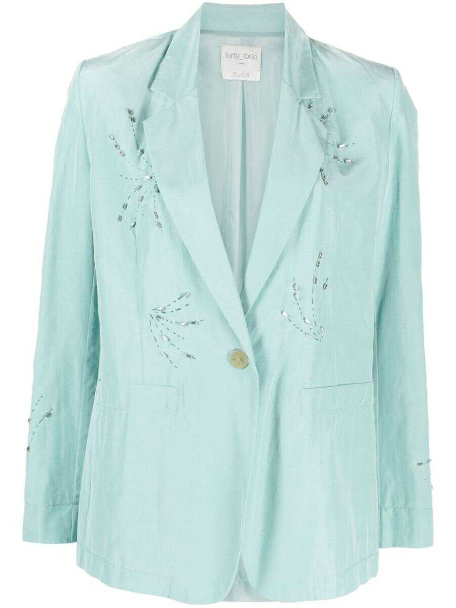 forte_forte FORTE_FORTE Embroidered taffetas boxy jacket CLEAR BLUE