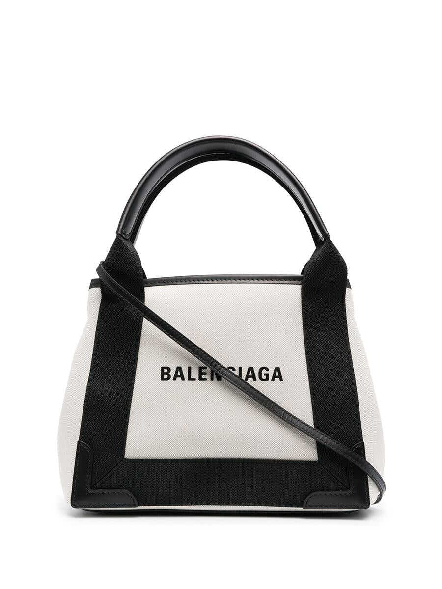 Balenciaga BALENCIAGA Navy Cabas XS organic cotton tote bag WHITE