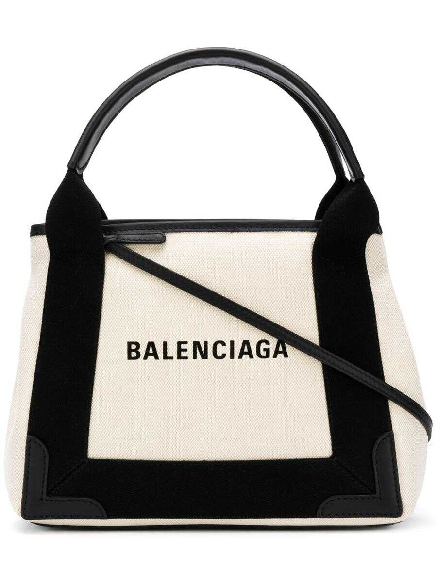 Balenciaga BALENCIAGA Navy Cabas XS tote bag WHITE