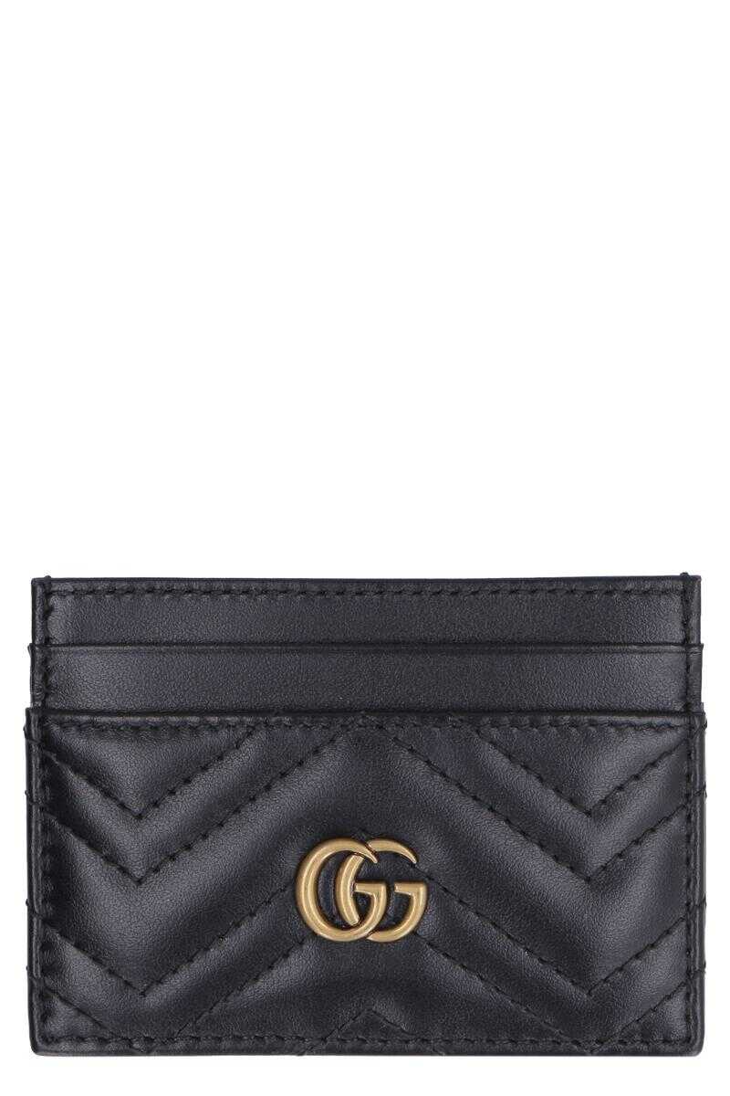 Gucci GUCCI GG MARMONT LEATHER CARD HOLDER BLACK