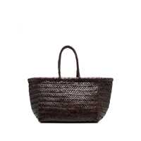 Genti de mana DRAGON DIFFUSION 'Triple Jump' Brown Small Tote Bag In Braided Leather Woman