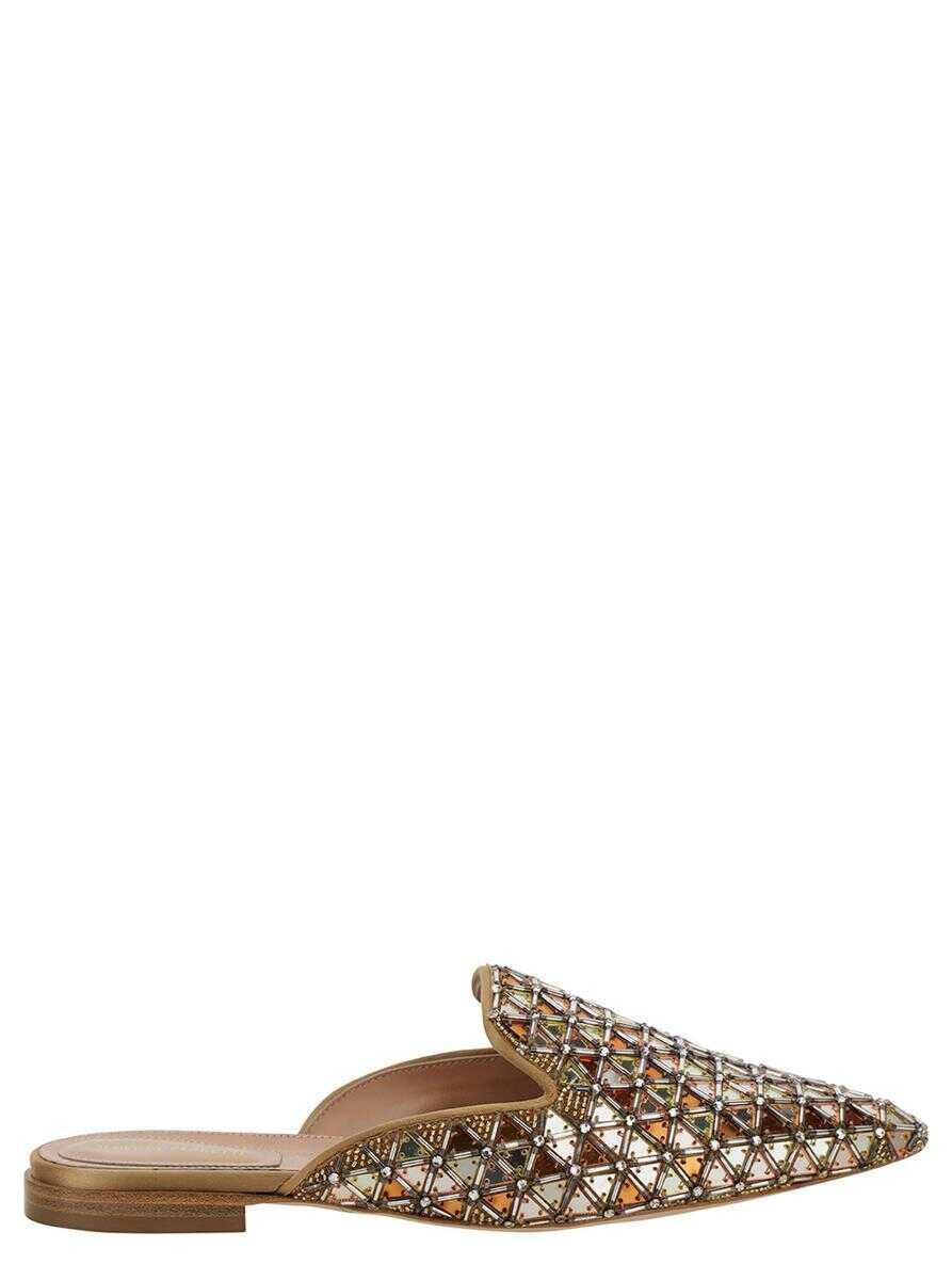 Alberta Ferretti Brown Mules with Embroideries in Leather and Acetate Woman BEIGE