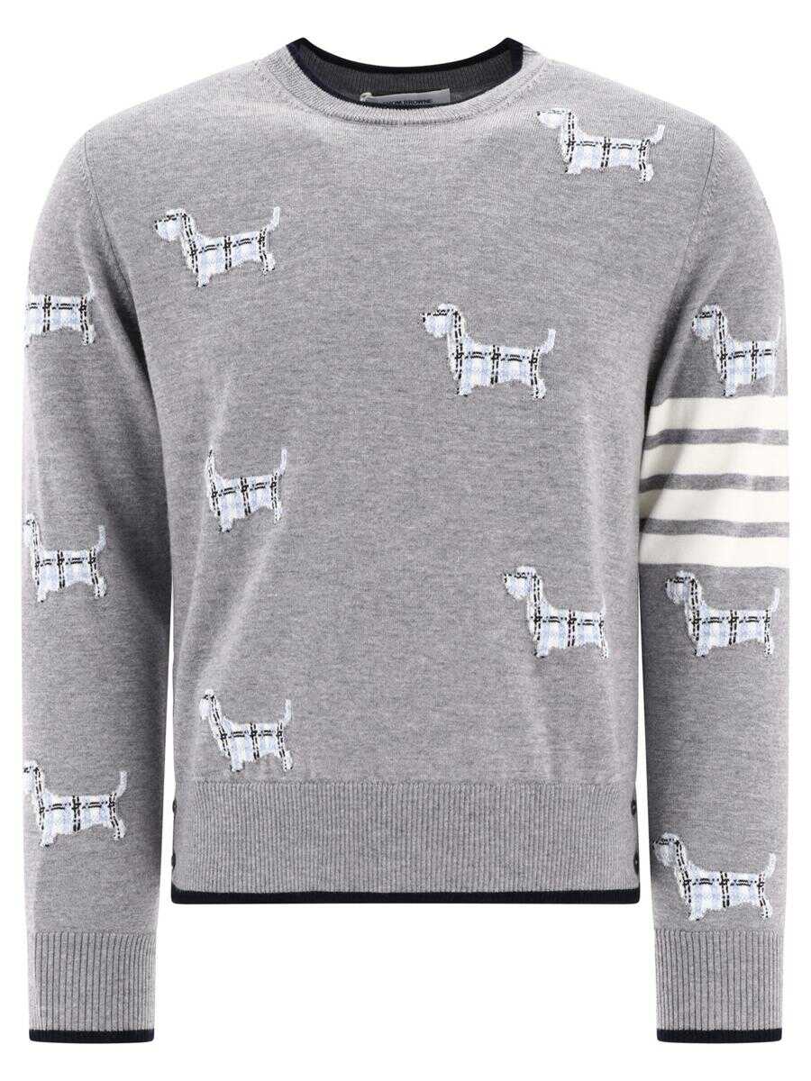 Thom Browne THOM BROWNE 4-bar sweater with Hector pattern GREY