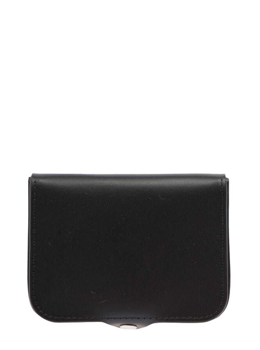 A.P.C. A.P.C Man\'\'s Rigid Leather Card Holder with Logo BLACK