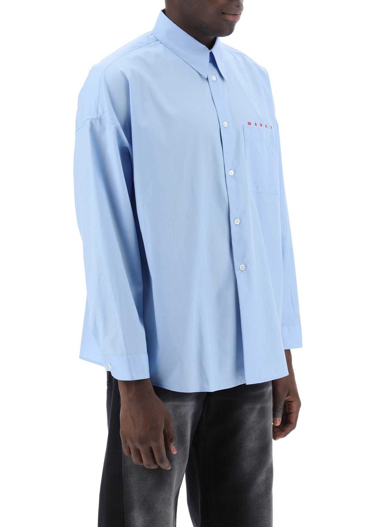 Marni Boxy Shirt With Italian Collar IRIS BLUE