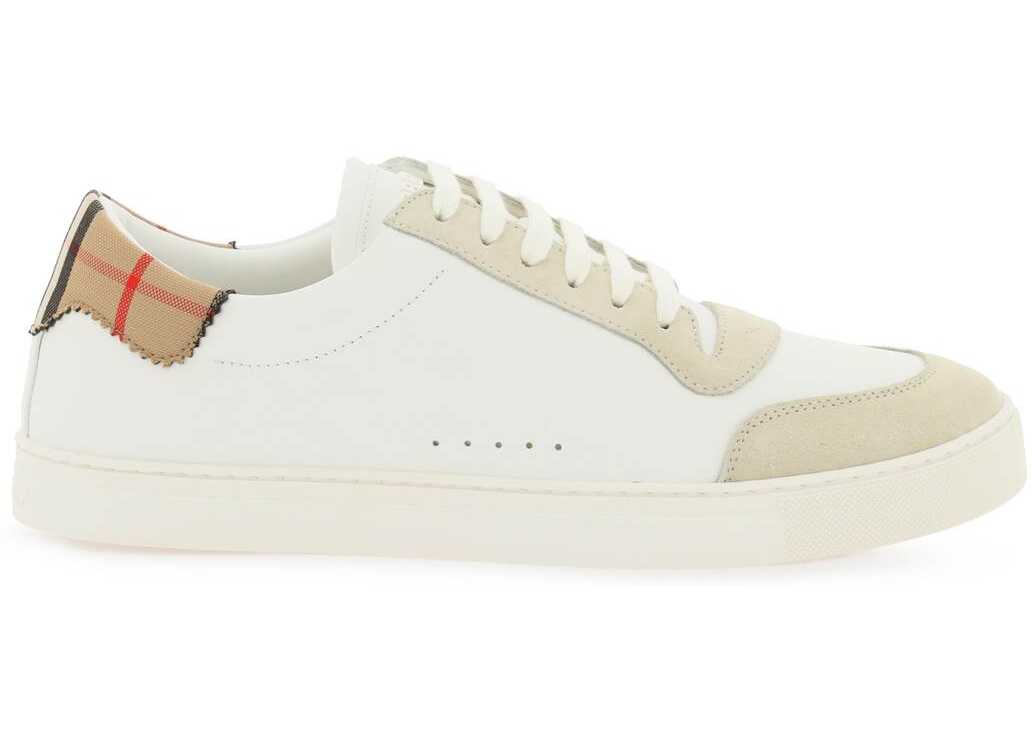 Burberry Low-Top Leather Sneakers NEUTRAL WHITE