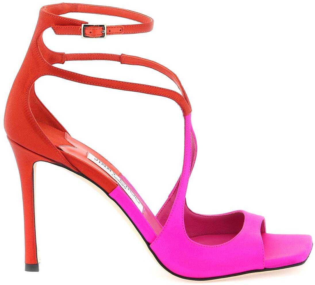 Jimmy Choo Satin Azia 95 Sandals FUCHSIA PAPRIKA