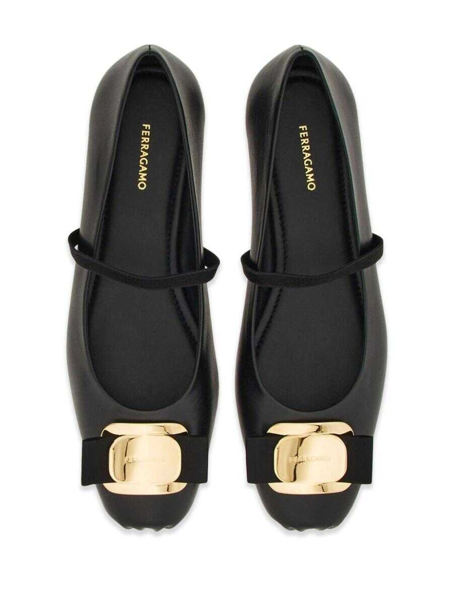 Balerini Salvatore Ferragamo Salvatore Ferragamo Vara Leather Ballets Black Femei (BM 12687677) 2